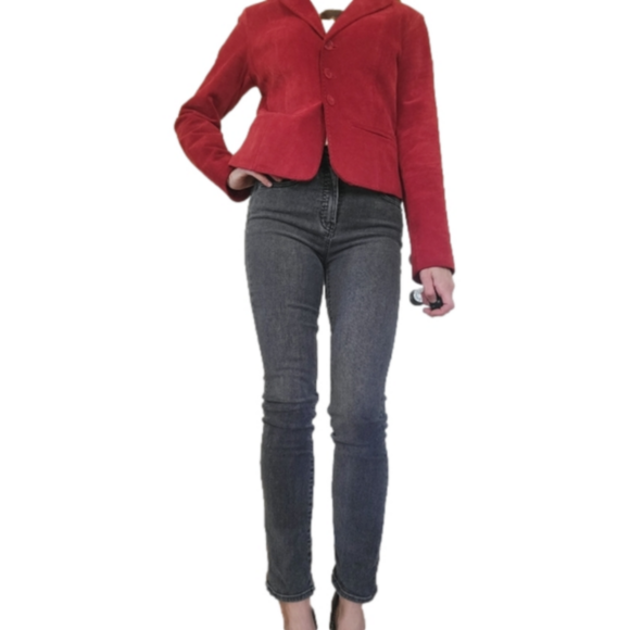 Vintage Suede Leather Margaret Godfrey Short Red Blazer Coat-Size 4 - Picture 15 of 15